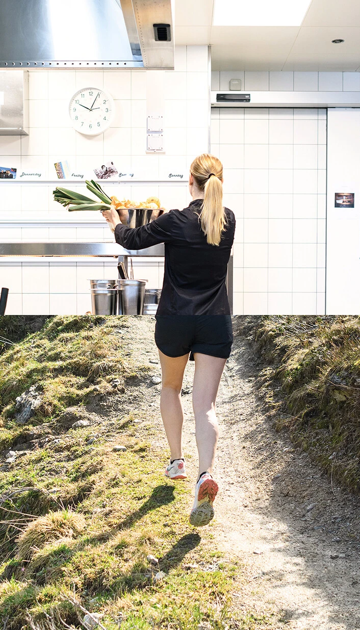 zweiteiliges Bild für Stelleninserat Frau Küche Trailrun zweiteiliges Bild für Stelleninserat Frau Küche Trailrun